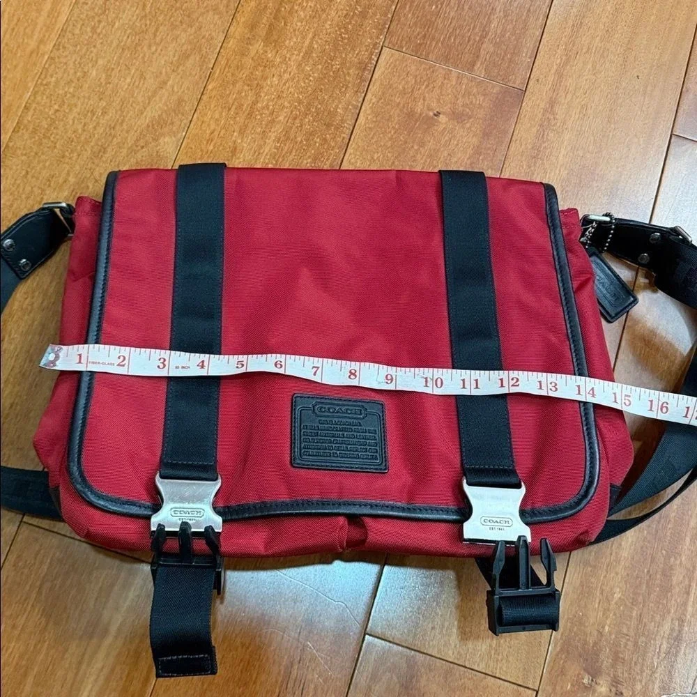 Coach‎ Red Nylon Leather Messenger Bag